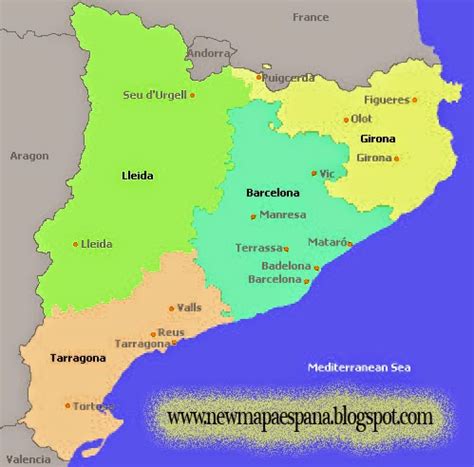 Cataluña Mapa Región Política | Mapa Espana Político Región Provincia ...