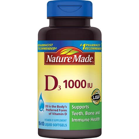 Amazon.com: Nature Made Vitamin D3 1000 IU Softgels, 100 Ct: Health & Personal Care