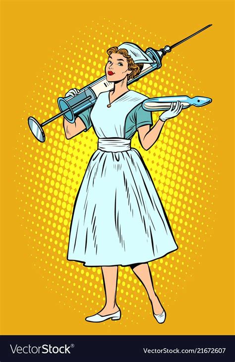 Nurse with syringe vector image on VectorStock | Nurse art, Nurse ...