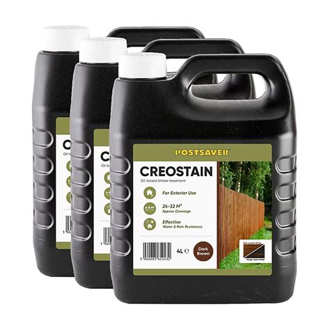 Creosote Creocoat Substitute x3 - 4L Creostain Fence Stain & Shed Paint Dark Brown Oil Based ...