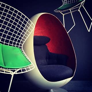 Mid-century modern egg chair & Knoll Bertoia side chairs | Flickr