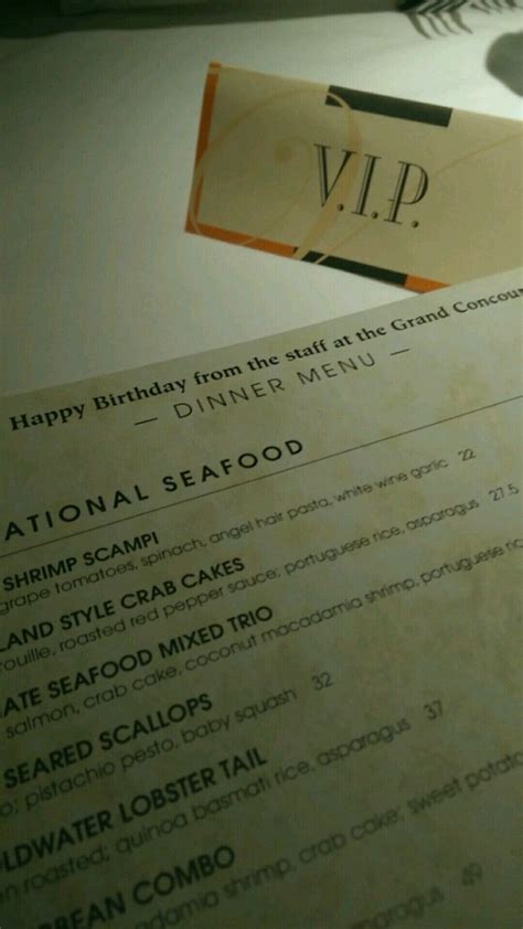 Menu at Grand Concourse restaurant, Pittsburgh