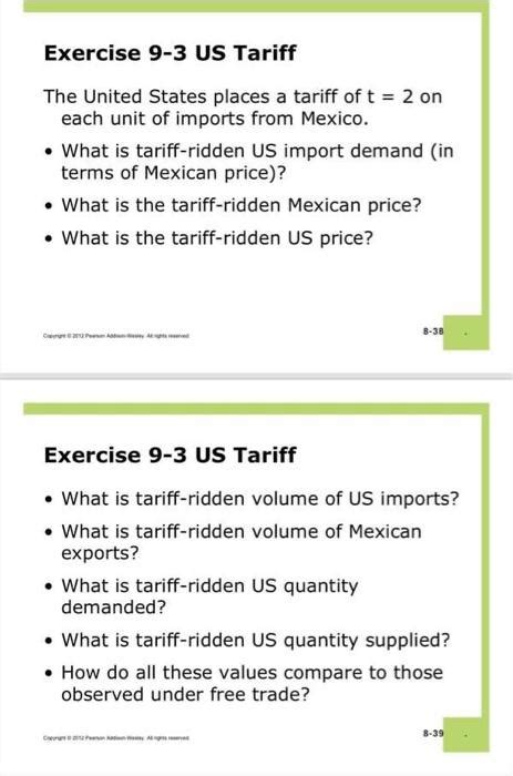 Exercise 9-3 US Tariff The United States places a | Chegg.com