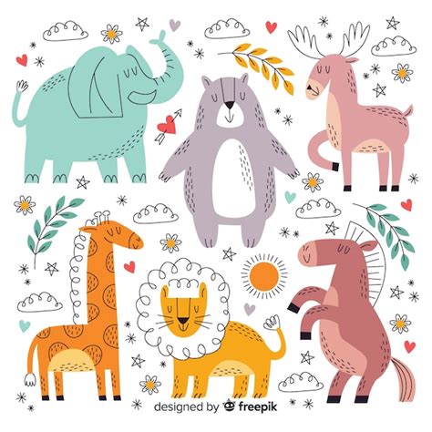 Free Vector | Cute cartoon animal collection