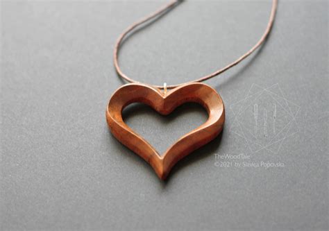 Wooden Heart Necklace, Wooden Pendant, Hand Carved Necklace, Heart Pendant, Celtic Knot Necklace ...