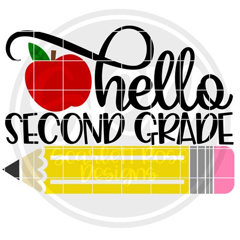 School SVG, Hello Second Grade SVG - Apple cut file - Scarlett Rose Designs