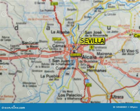 Seville City on Map, Spain stock image. Image of south - 149480801