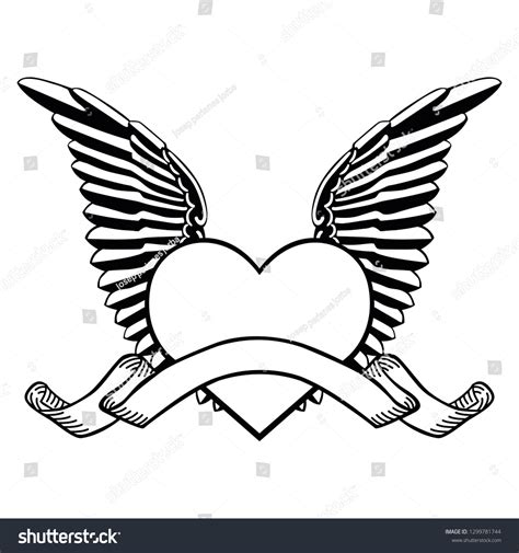 Tattoo Illustration Wings Heart Love Quality Stock Vector (Royalty Free ...