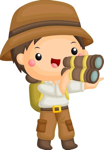 Premium Vector | A vector of a cute boy dressed as an explorer