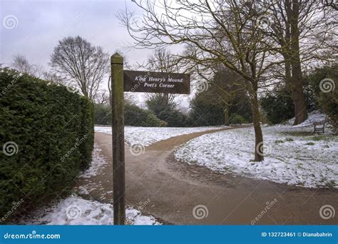 Signpost Pointing To King Henry`s Mound in Richmond Park Stock Image - Image of signpost, mound ...