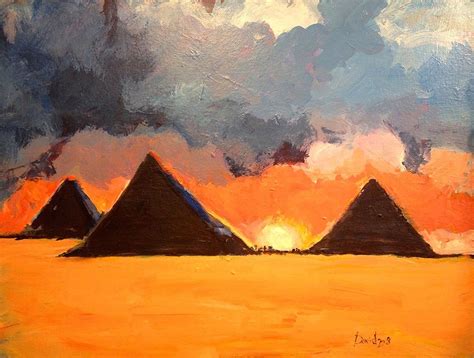 The Pyramids of Giza, 2018 Daniel Clarke Acrylic Unique Work Size : 18 x 24 x 0.2 in. (With ...