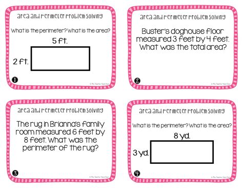 4th Grade Area and Perimeter Problem Solving Task Cards - The Teacher Next Door