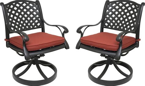 Nevada Cast Aluminum Outdoor Swivel Rocker Chairs with Sunbrella Cushions - Patio Table