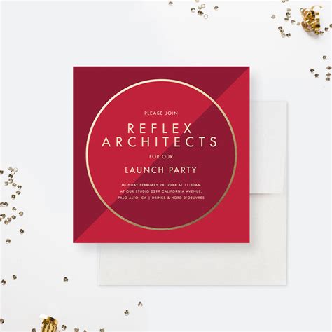 Red and Gold Business Launch Party Invitation Card, Modern Grand Openi — Claudia Owen