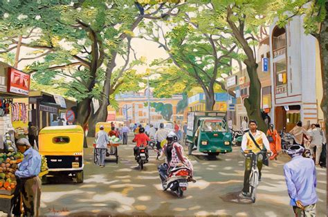 Daily Painting by Artist Dominique Amendola: Bangalore street scene ...