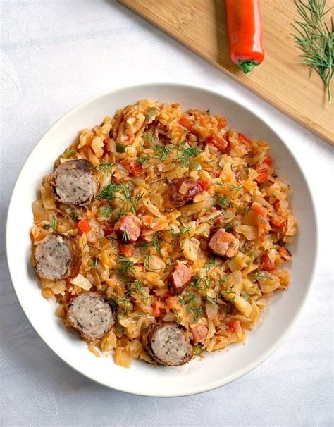 Braised Cabbage with Ham and Sausages - My Gorgeous Recipes