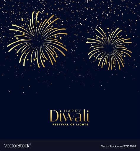 Happy diwali fireworks background in golden theme Vector Image