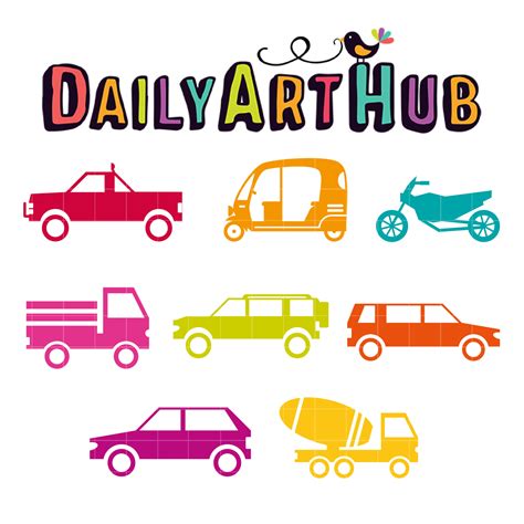 Colorful Vehicle Silhouette Clip Art Set – Daily Art Hub // Graphics, Alphabets & SVG