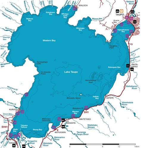 Lake Taupo map-Lake Taupo fishing access map-nzfishing | Taupo, Nz art, Lake