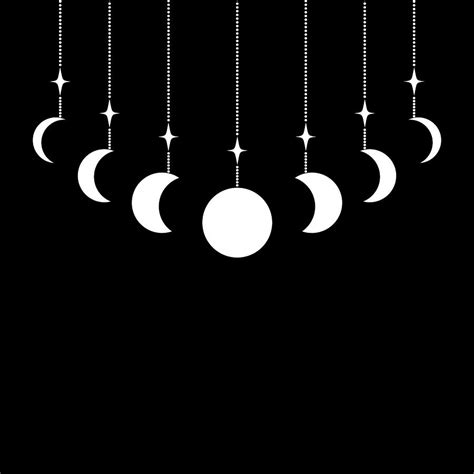 Phases of moon beautiful art. Minimalist moon phases.Black and white ...