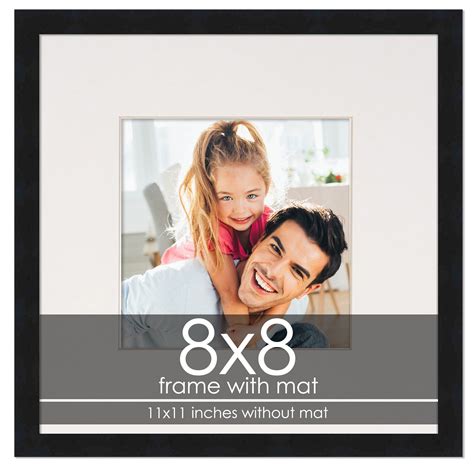 8x8 Frame with Mat - Black 11x11 Frame Wood Made to Display Print or ...