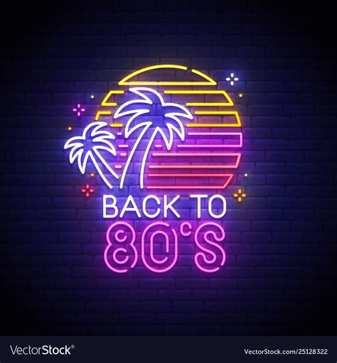 Back to 80s neon sign to 80s logo neon Royalty Free Vector