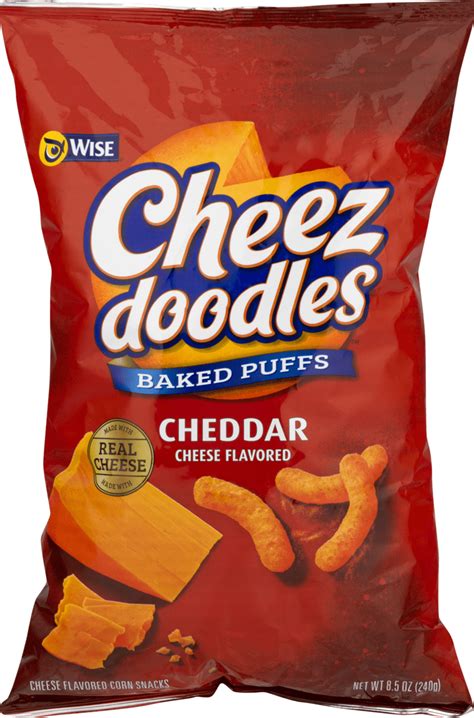 Wise Foods Cheddar Cheese Doodles Baked Puffs 8.5 oz. Bag (4 Bags ...