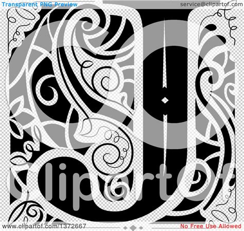 Clipart of a Black and White Vintage Letter J Monogram - Royalty Free ...