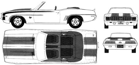 1969 Chevrolet Camaro SS Convertible Cabriolet blueprints free - Outlines