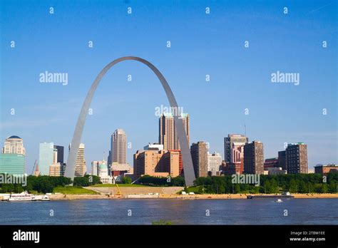 Sunny Day Over St. Louis: Iconic Arch, Urban Skyline, and River ...