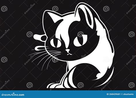 Black and White Simple and Cute Cat Logo Concept Stock Illustration - Illustration of black ...