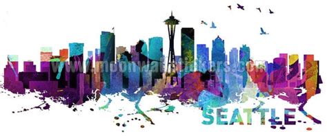 Seattle Skyline Watercolor at PaintingValley.com | Explore collection ...