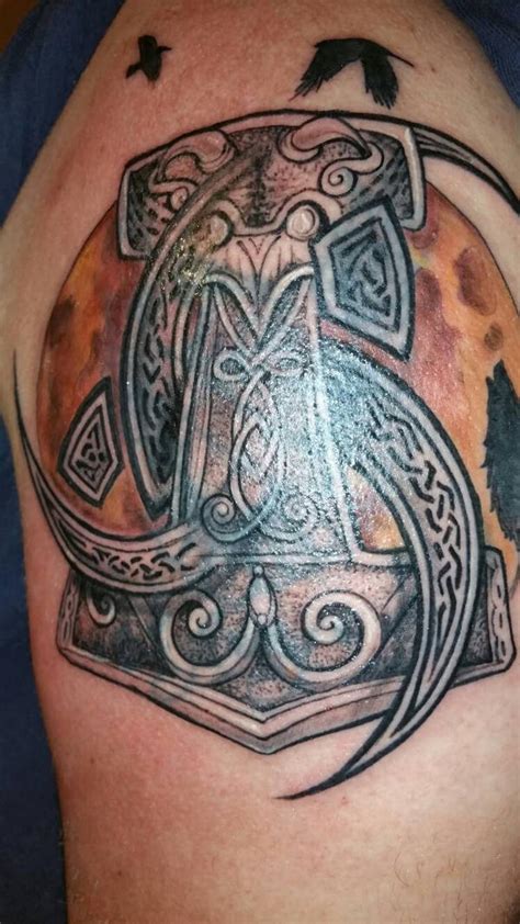 Mjolnir / Odin's Triple Horns Tattoo by mattiasinmidgard on DeviantArt