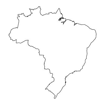 Brazil Map Outline Graphic Freehand Drawing On White Background Vector Illustration Stock ...