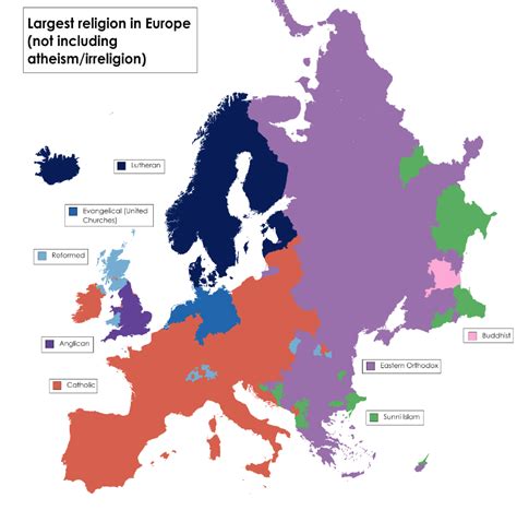 Map shows the largest religions in Europe by region : r/europe