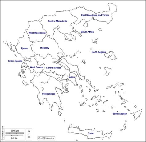 Greece free map, free blank map, free outline map, free base map ...