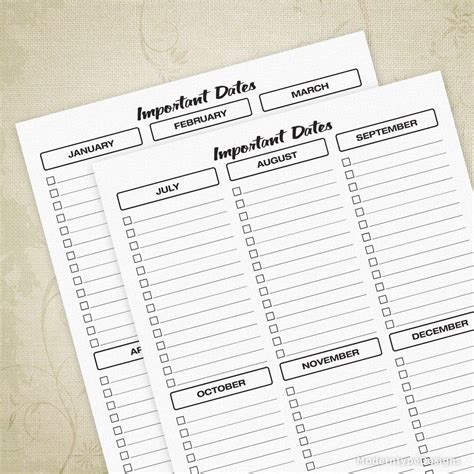 Important Dates Monthly Printable | Important dates, Kindergarten reading worksheets, Printable ...