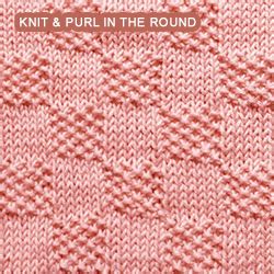 Moss Stitch Checks - knitting in the round | Knit - Purl stitches