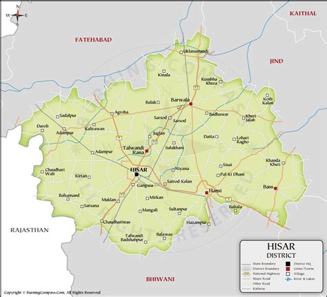 Hisar District Map, Haryana, India