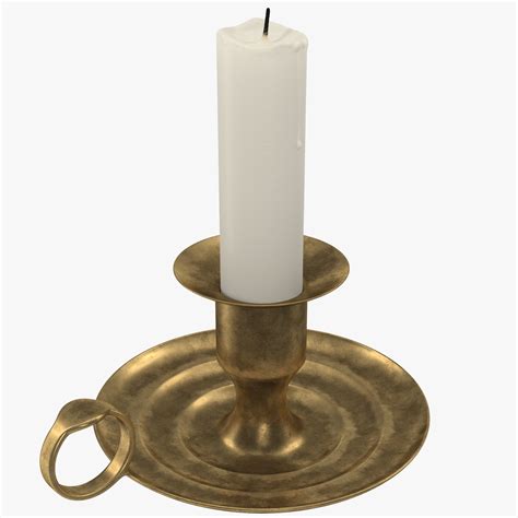 3d model antique brass candle holder