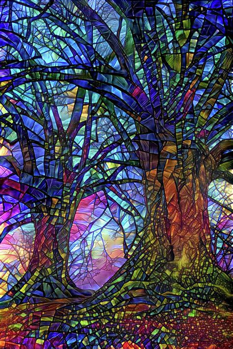 Stained Glass Mosaic Tree Art Digital Art by Peggy Collins - Fine Art ...