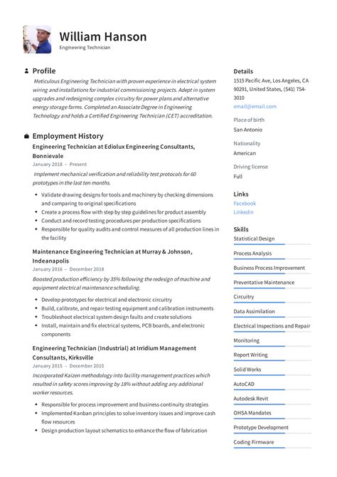 Engineering Technician Resume & Writing Guide +12 Templates | 2019