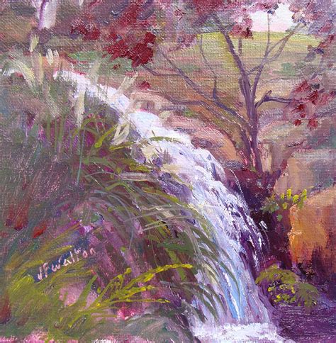 Autumn Waterfall Painting by Judy Fischer Walton - Pixels