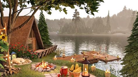 Cozy Lake House in Summer Forest Ambience with Relaxing Birdsong, Lake ...