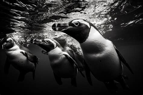 Premium AI Image | a group of penguins swimming in the water