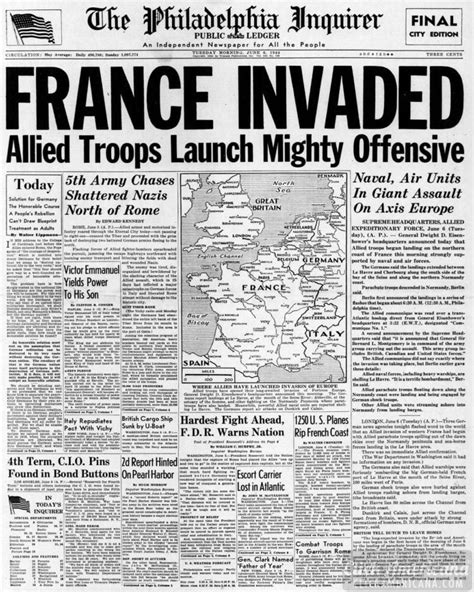 D-Day invasion of France: See WW2 newspaper headlines (1944) - Click Americana