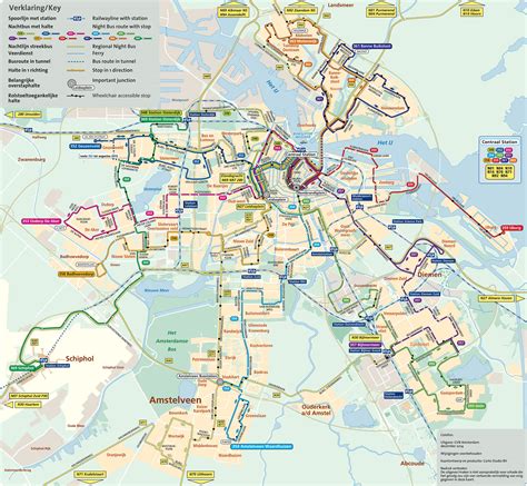 Map of Amsterdam bus & night bus: stations & lines