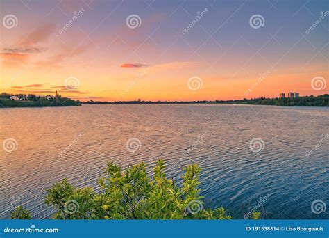 Colorful Summer Sunrise Over a Park Lake Stock Photo - Image of ...