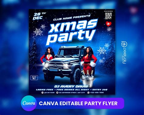 Christmas Club Flyer Template for Canva, DIY Event Flyer, Party Flyer, Christmas Party Flyer, DJ ...