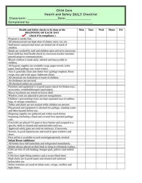 Printable Daily Personal Hygiene Checklist